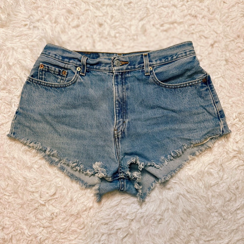 Levi's Blue Frayed 560 Jean Shorts